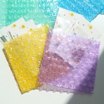 하트 포카 스티커 탑로더 포장 컬러 뽁뽁이 에어캡 안전 봉투 2size, 핑크L(20X20)