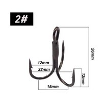 ESFISHING슈퍼 샤프 트리플 낚시 후크 12 개 낚시 후크 탄소강 가시 물고기 후크 바다 태클 액세서리 상자 포함, No 2 12pcs