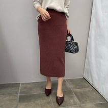 데일리앤 토닉 베이직 H라인 트임 롱 니트스커트