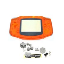 GameBoy Advance 게임 콘솔을위한 버튼 스크린 렌즈가있는 GBA 쉘 케이스의 오리지널 하우징 셸 세트, Clear Orange