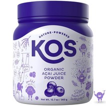 KOS (미국직배) 아사이베리 주스 파우더 360g Acai Juice Powder USDA Organic Non-GMO Plant Based Ingredient, 1개