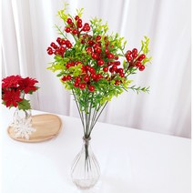 빨간 열매 부쉬 48cm 베리 열매 조화 크리스마스소품