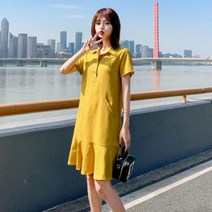 가바바 여성 린넨 원피스 요정처럼 귀여운 카라넥 여친룩 여름 린넨 미디 원피스 G37859