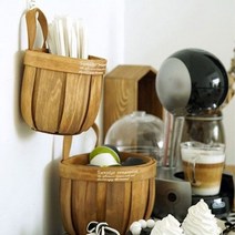 차이나링크 대나무 소형 바구니 걸이형 1P 소품 피크닉 바스켓, 1개, 레드브라운