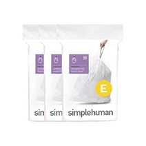 심플휴먼 코드 E 커스텀 핏 졸라매는 끈 쓰레기봉투 디스펜서 팩 60 카운트 20 리터 / 5.3 갤런 화이트, 60 카운트(1팩), 하얀색