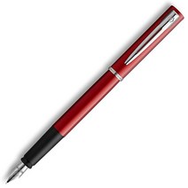 Waterman Allure 만년필 | 크롬 트림이 있는 베이비 블루 매트 래커 | 고급 스테인리스 스틸 펜촉 | 블루 잉크 | 선물 상자 포함, Red