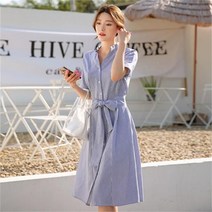 시크라인 리본 셔츠원피스