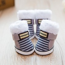 강아지 겨울 신발 어그 반려견 크록스 4Pcs/Set Winter Warm Dogs Shoes Cute Boots Snow Walking Cotton, 07 B-Blue_04 4