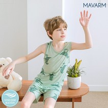 마밤 쿨 인견 민소매 아동 주니어 내의 실내복 카키티라노