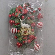 크리스마스 오르골 스노우볼 2024 캔디 레드 베리 화환 벽 장식 엘크 소나무 콘 나무, 02 48X32X6CM