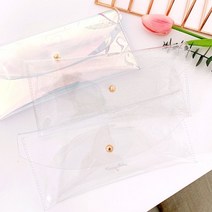 기타 바보사랑[랄라예나]PVC 수납 파우치 필통 홀로그램 투명 글리터 3종, 글리터파우치필통
