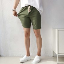 미르미르 남자 여름 린넨 스판 5부 밴딩 마 반바지