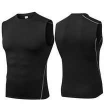 남자 압축 스포츠 스키니 조끼 꽉 탱크 기본 레이어 민소매 t-셔츠 탑 싱글 운동복 육상 Sportwear Activewear