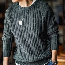 남자 스웨터 아메리칸 캐주얼 와플 겨울 라운드 니트 TW2207227