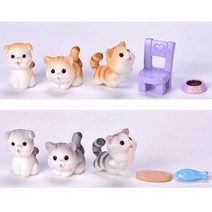 미스토토 테라리움 재료 통통한 아기 고양이 미니어처 동물 피규어, P1083_4.앉아있는 그레이 고양이 1P