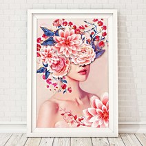수재샵 꽃모자쓴여인 (라운드+AB 2.8mm 3D 가로 40cm X 세로 60cm) 보석십자수