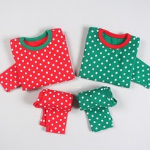 콩알옹알 크리스마스 도트 도톰실내복 1세-7세 아기 유아 아동 면 겨울 내복 잠옷 내의