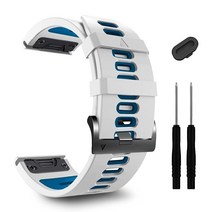 26mm Garmin Enduro 2 시계 밴드와 호환되는 6팩 Tactix 7 Pro/Fenix 6X Pro/6X/Fenix 5X/5X Plus/Descent Mk2i/D2 D, White/Blue