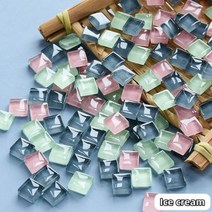 300g/10.58oz (약. 300pcs) 유리 모자이크 타일 1cm/0.39in 사각형 공예 DIY 만들기 재료 0.4mm/0.15in 두께, 300g-10.58oz, Ice Cream