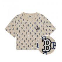 남자 여자 쿨 면 봄 반팔티 티셔츠 엠엘비 여성 클래식 모노그램 크롭 BOS (L.Beige)