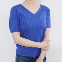 쥬베아르 여성 브이넥 골지 반팔 니트 니트티 컬러 8종