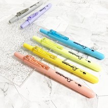 [레이지맨] 파스텔톤 안번지는 빈티지 볼펜식 노크 노크식 똑딱이 형광펜, 라이트퍼플