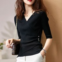 [신상특가] [위드기프트] 핏 예쁜 브이넥 7부 랩니트