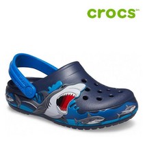 크록스 아동 샌들 40- 207070-410 Kids Crocs Fun Lab Shark Lights Clog Navy