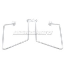 W400 W650 W800 오토바이 솔리드 스틸 안장 가방지지 브래킷 사이드 마운트 트렁크 가방 홀더 가와사키 W 4, 02 Chrome