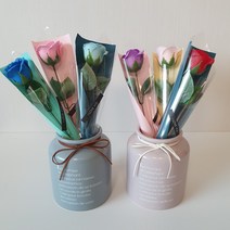 늘솜아뜰리에 비누장미 1송이 꽃다발 (10+1) 비누꽃 한송이 미니꽃다발/ 기념일/ 행사용/ 단체선물/ 단체주문, 민트