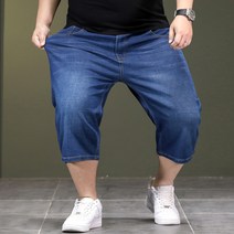 남성 여름 빅사이즈 청반바지 5부 바지 탄력성