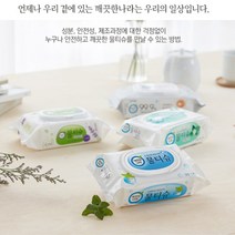 깨끗한나라 저자극정수 물티슈 캡형 60매 5팩