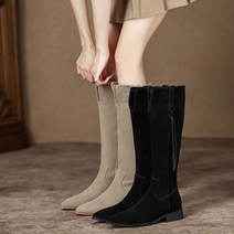 Z3JC 여성 스웨이드 스틸레토 통굽 첼시 부츠