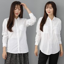 여성 화이트 셔츠 루즈핏 기본핏 국내생산 기본 면 남방 심플 베이직 레이어드 긴팔