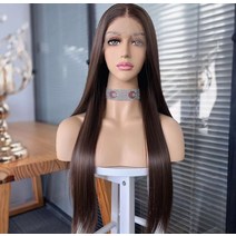긴 스트레이트 브라운 합성 레이스 프론트 가발, 22인치, 긴가발
