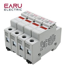 휴즈 퓨즈 DC PV 퓨즈 링크 태양광 발전 시스템 플로용 DIN 레일 홀더 표시등 포함 10 x 38mm, 08 EAPV-32L-4P_05 25A