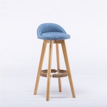 친환경 원목 홈바 의자 아일랜드 식탁 바체어 높은 회전 바텐의자 73CM 나무 프레임, 하늘색  73cm 회전 가능