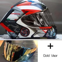 바이크 부품 풀페이스 오토바이 헬멧 X14 화이트 뒤 라이딩 모토크로스 레이싱, 13 B with gold visor_01 M