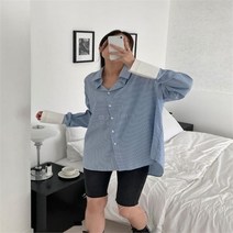 기타 여자보이핏단가라박시핏롱슬리브박스셔츠