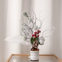 LED 스노우베리화병set 37cmR 크리스마스 장식 TRFAHM, 조화화병