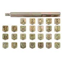 Yoption 27 Pieces Leathercarft Stamping Tool Set 26 Letters Alphabet Stamps Steel Punch Tool 6mm+１, 1