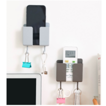 수납용 벽걸이 박스 침대 머리맡에 휴대 전화 충전 거치대, 블랙