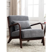 1인 바퀴없는 안락의자 등받이 발받침 거실 스툴, 1번 호두 나무 프레임 다크 그레이 무료 요추