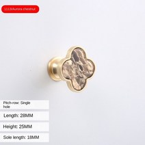 문손잡이교체 Shell clover drawer cabinet door wardrobe brass single hole handle simple personality c, 18 Hole Aurora Chestnut