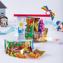 컬러 지퍼백 과자세트 어린이날 단체 선물 유치원 구디백 어린이집 생일답례품 학교 교회 회사 어른 간식 세트 쿠크다스 케이크, 리본지퍼백+간식7종+무료 라벨, 1개