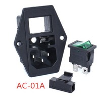 AC 전원 소켓 오순절 로커 스위치 3 핀 빨간색 LED 250V 10A 퓨즈 암수 인렛 플러그 커넥터 2 홀 소켓 마운트 1 개, 05 AC-01A-Green