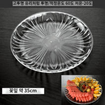 아크릴플레이트 투명쟁반 술안주 과일 디저트 손님 거실 북유럽 감성 예쁜 단단한 원형, 35cm꽃잎접시