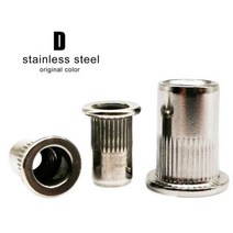 팝너트볼트 리벳너트 10/20pcs M3 M4 M5 M6 M8 M10 M12 304 스테인레스 스틸 탄소강 알루미늄 플랫 헤드 리벳 너트 인서트, 10pcs M10, D stainless steel