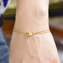[한쥬얼리] [사이즈선택] 24K 순금 3.75g (1) 두줄 하트팔찌 3.75g  18K장식