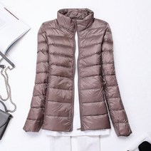 휴대용 화이트 오리털 초경량 스탠드 칼라 얇은 코트 및 재킷 여성용 가을 겨울
